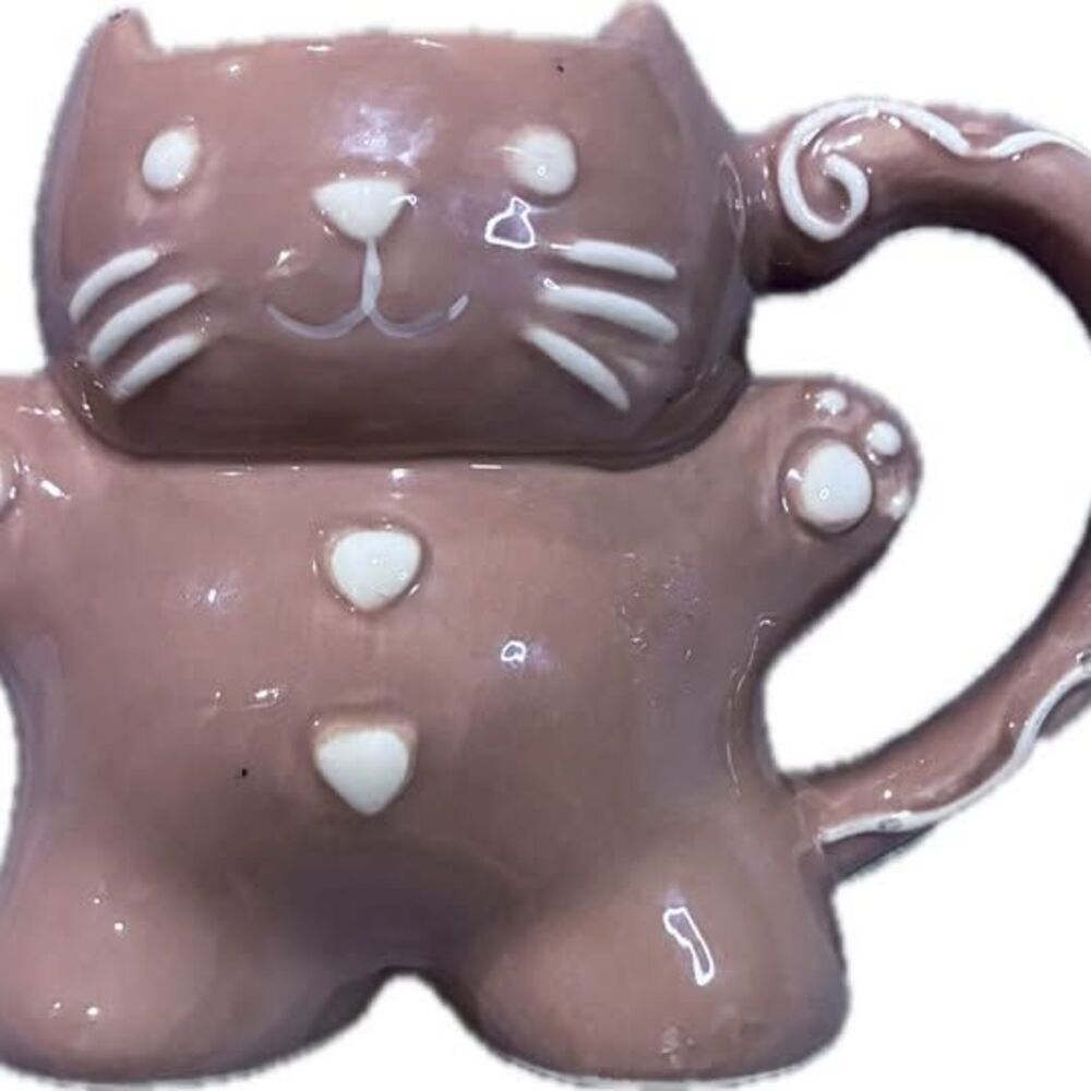 Peppermint & Pine Tan Cat Ceramic Mug - Designed in the USA